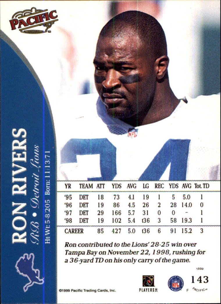 1999 Pacific #143 Ron Rivers back image