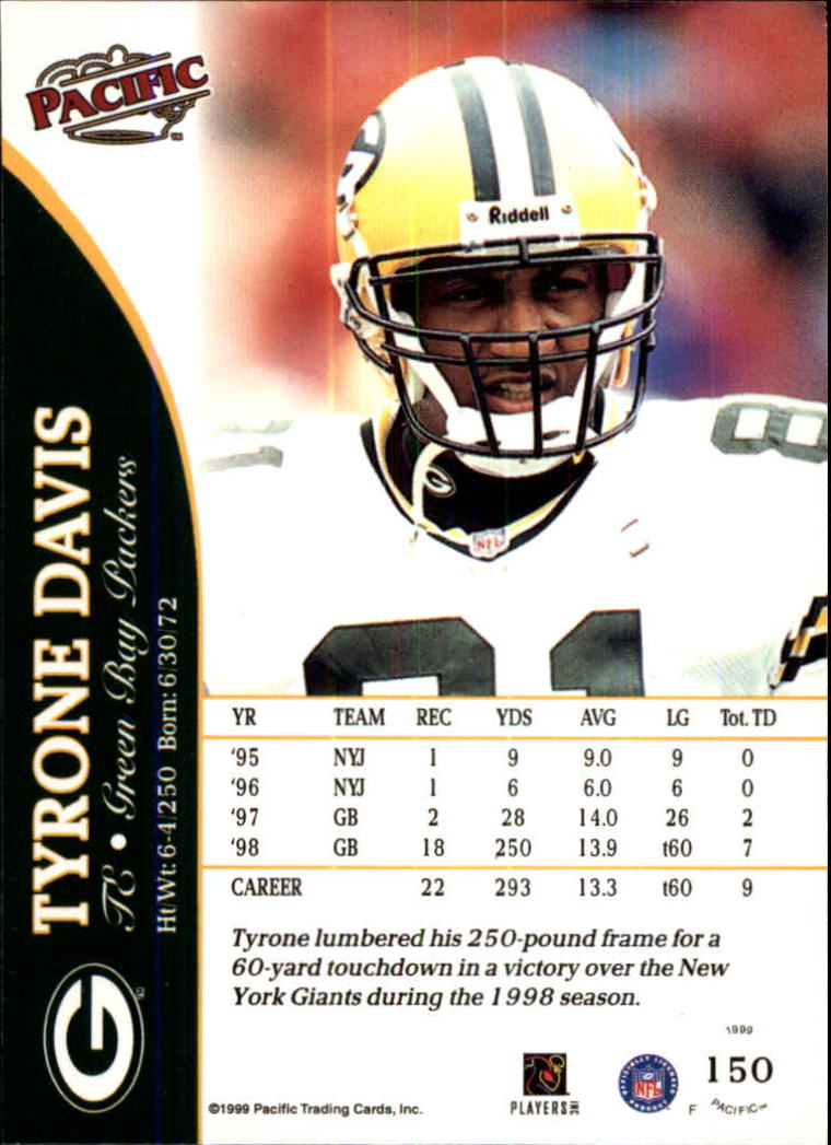 1999 Pacific #150 Tyrone Davis back image