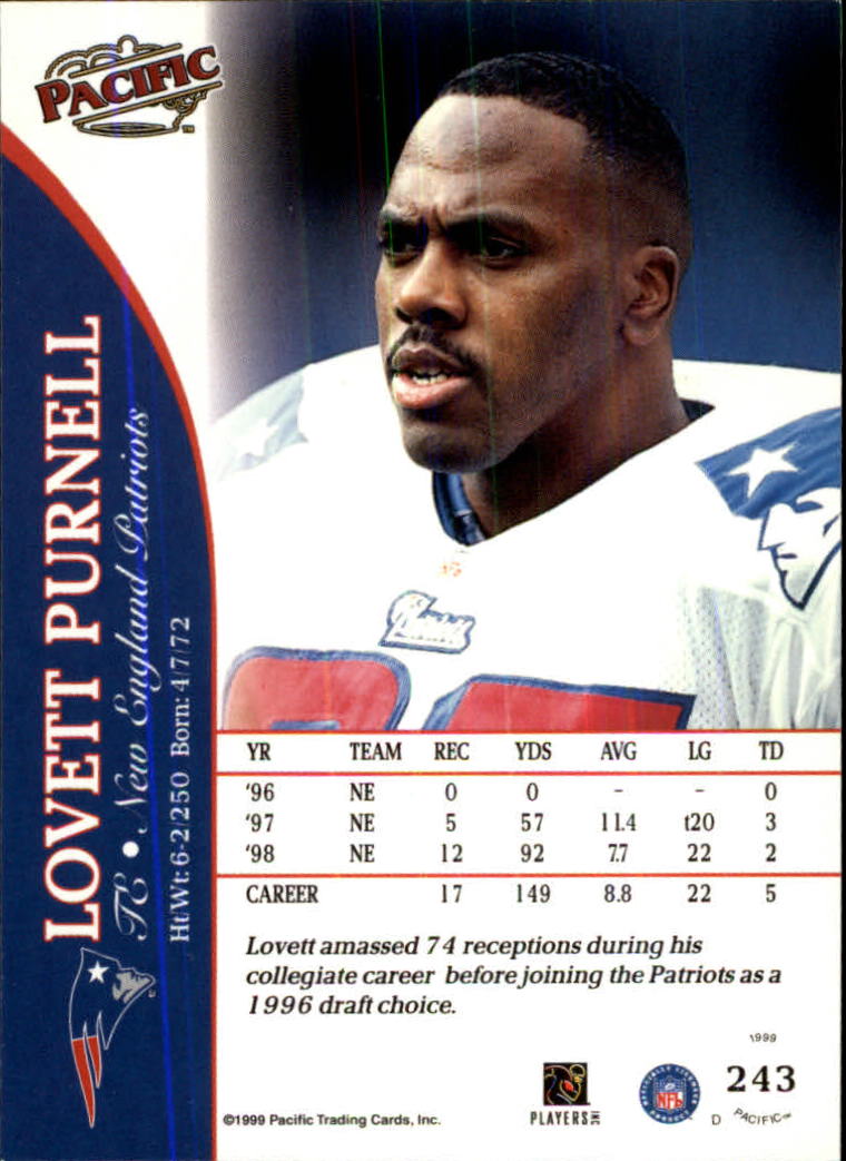 1999 Pacific #243 Lovett Purnell RC back image