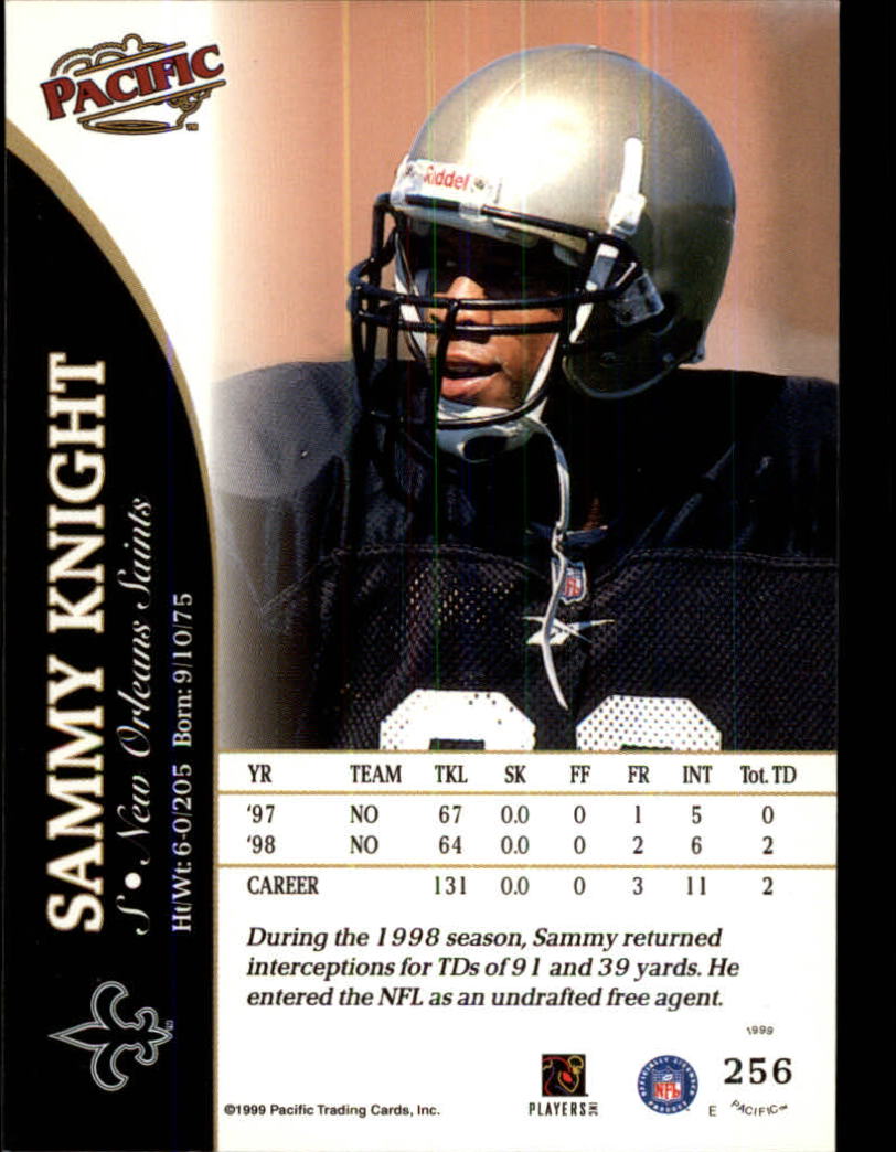 1999 Pacific #256 Sammy Knight back image