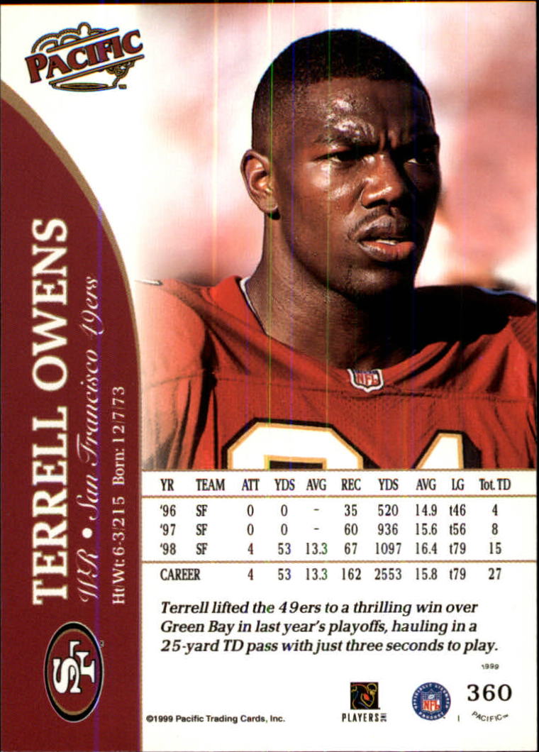 1999 Pacific #360 Terrell Owens back image