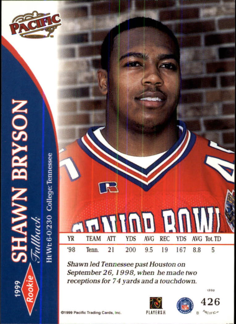 1999 Pacific #426 Shawn Bryson RC back image
