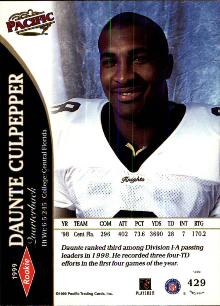1999 Pacific #429 Daunte Culpepper RC back image