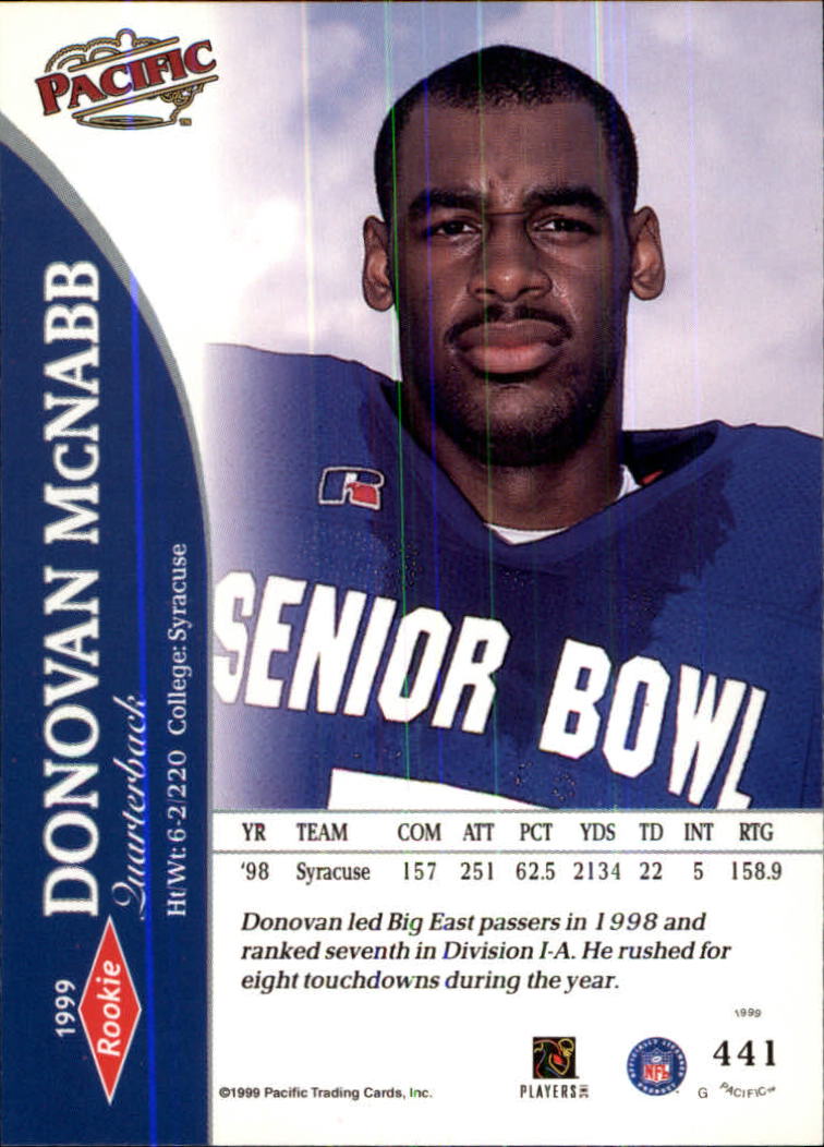 1999 Pacific #441 Donovan McNabb RC back image