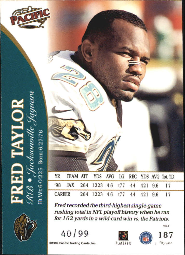 1999 Pacific Copper #187 Fred Taylor back image