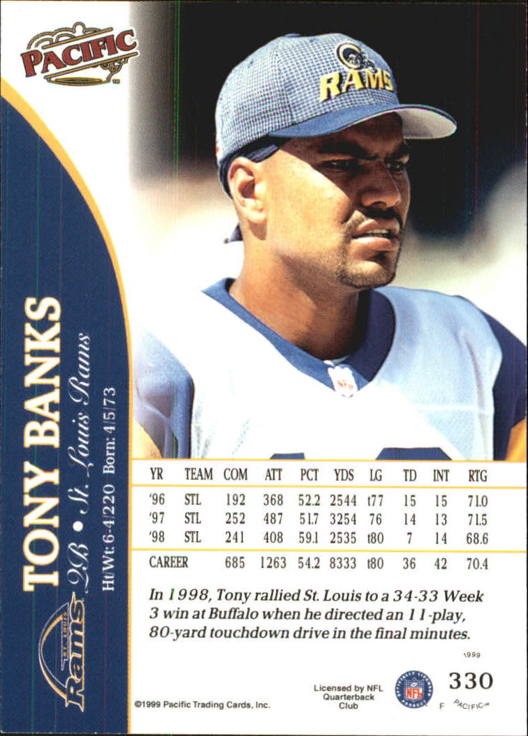 1999 Pacific Opening Day #330 Tony Banks back image