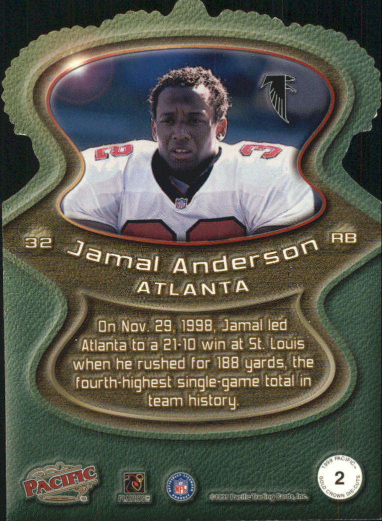 1999 Pacific Gold Crown Die Cuts #2 Jamal Anderson back image