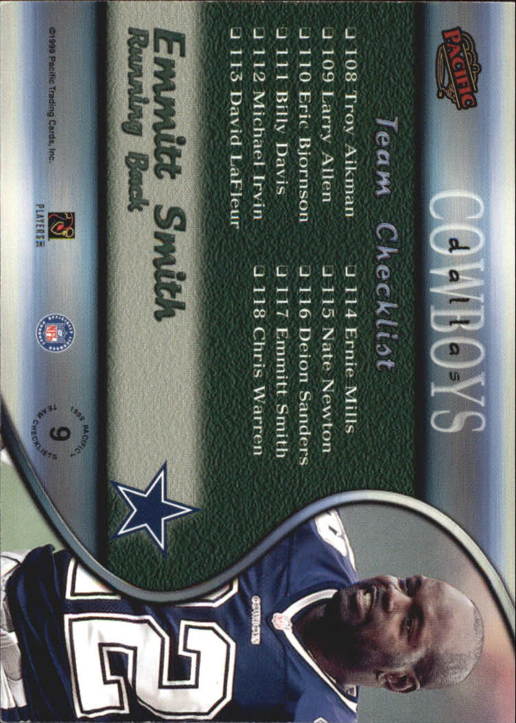 1999 Pacific Team Checklists #9 Emmitt Smith back image