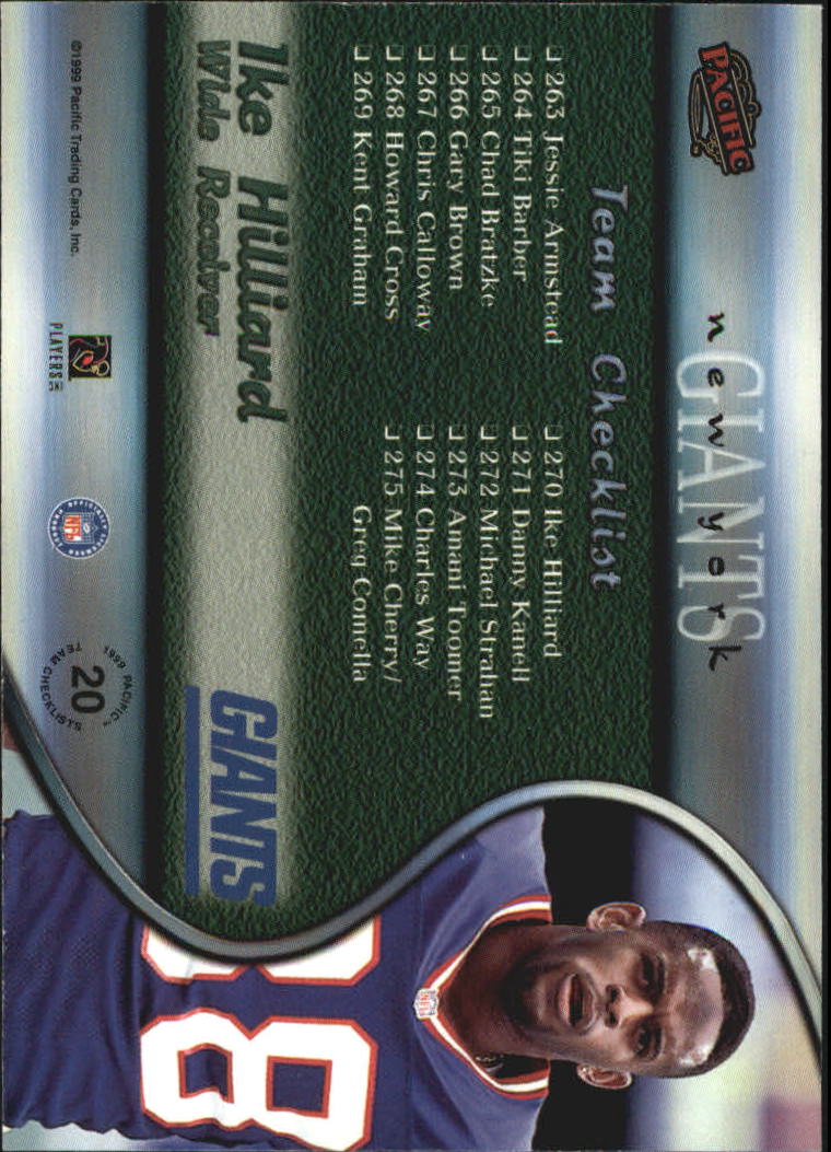 1999 Pacific Team Checklists #20 Ike Hilliard back image