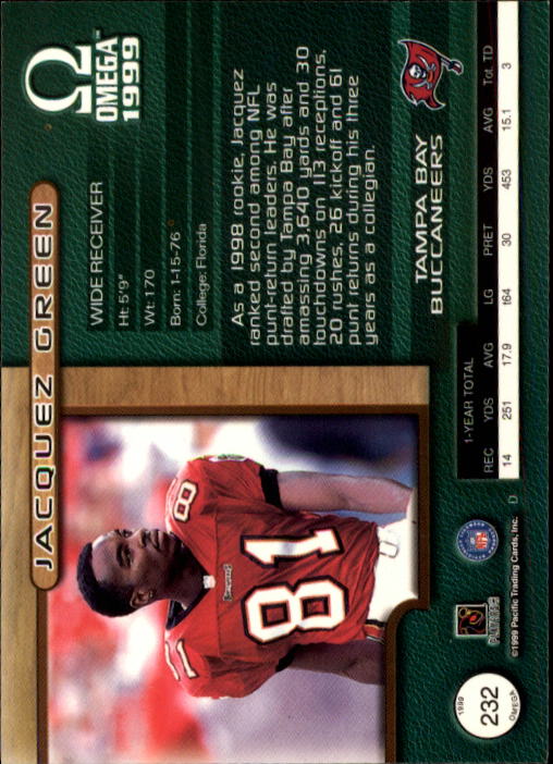 1999 Pacific Omega #232 Jacquez Green back image