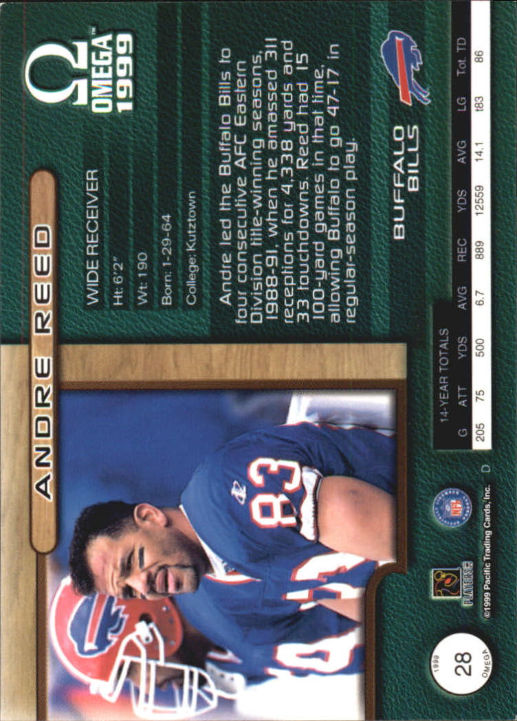 1999 Pacific Omega Gold #28 Andre Reed back image