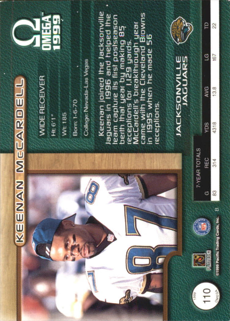 1999 Pacific Omega Gold #110 Keenan McCardell back image