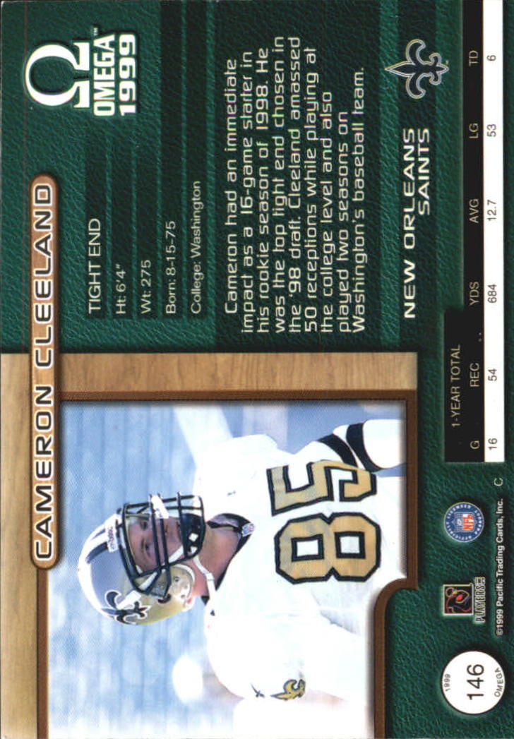 1999 Pacific Omega Gold #146 Cameron Cleeland back image