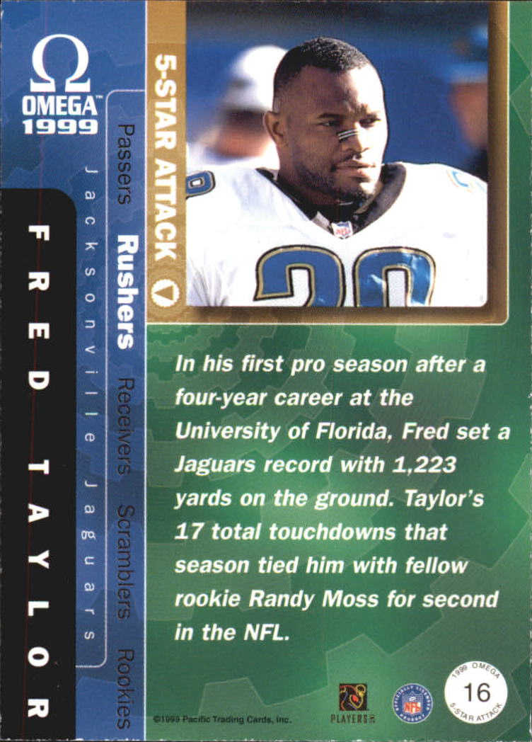 1999 Pacific Omega 5-Star Attack #16 Fred Taylor back image