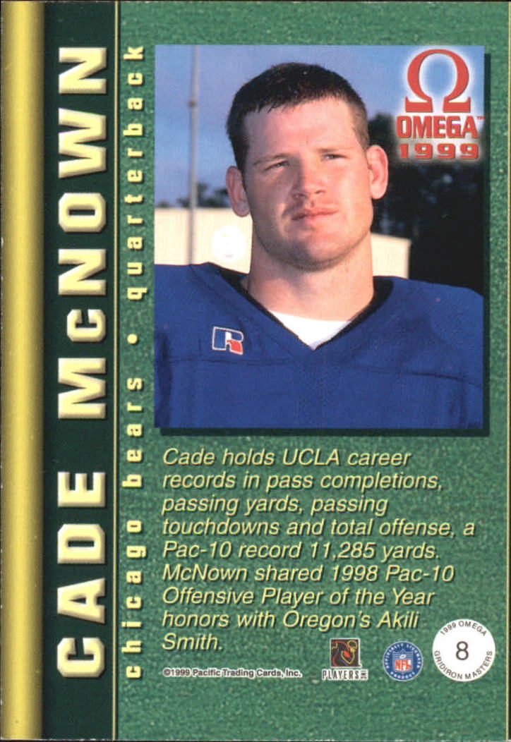 1999 Pacific Omega Gridiron Masters #8 Cade McNown back image