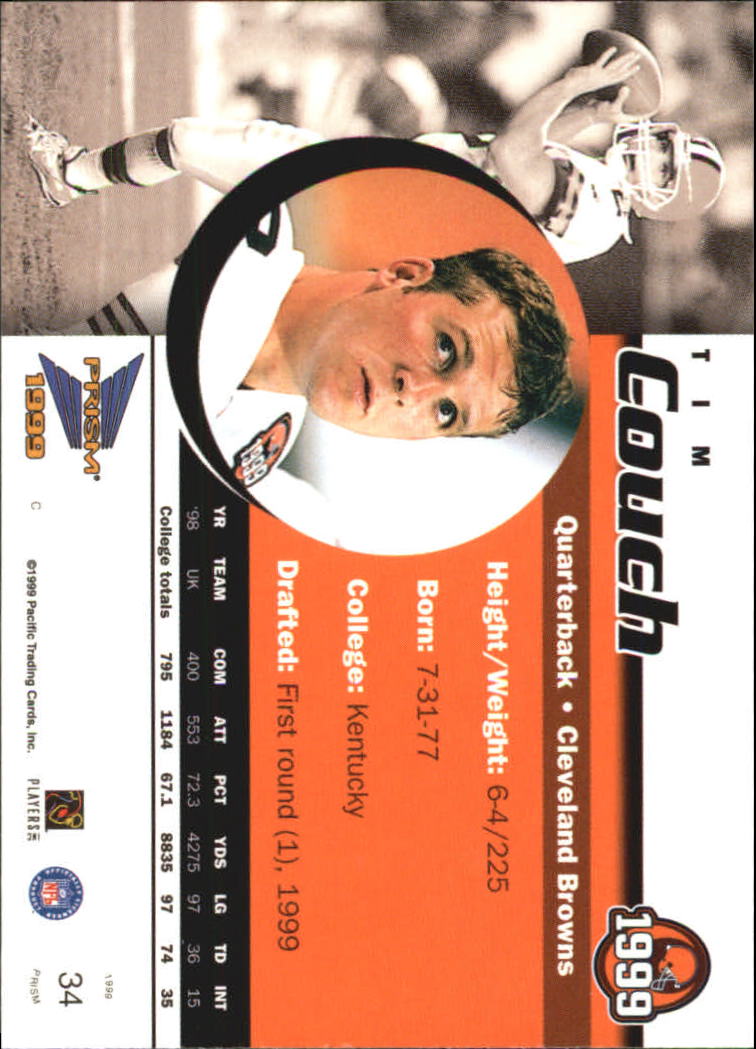 1999 Pacific Prisms #34 Tim Couch RC back image