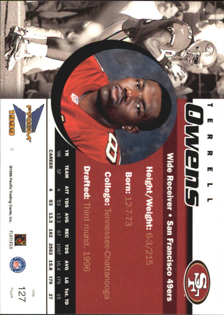 1999 Pacific Prisms #127 Terrell Owens back image