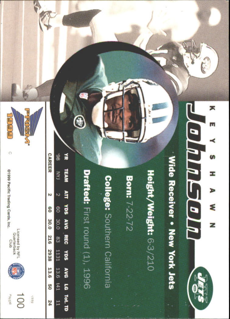 1999 Pacific Prisms Holographic Gold #100 Keyshawn Johnson back image
