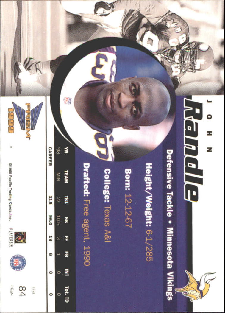 1999 Pacific Prisms Holographic Mirror #84 John Randle back image