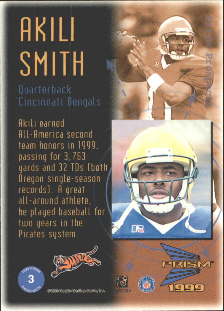 1999 Pacific Prisms Prospects #3 Akili Smith back image