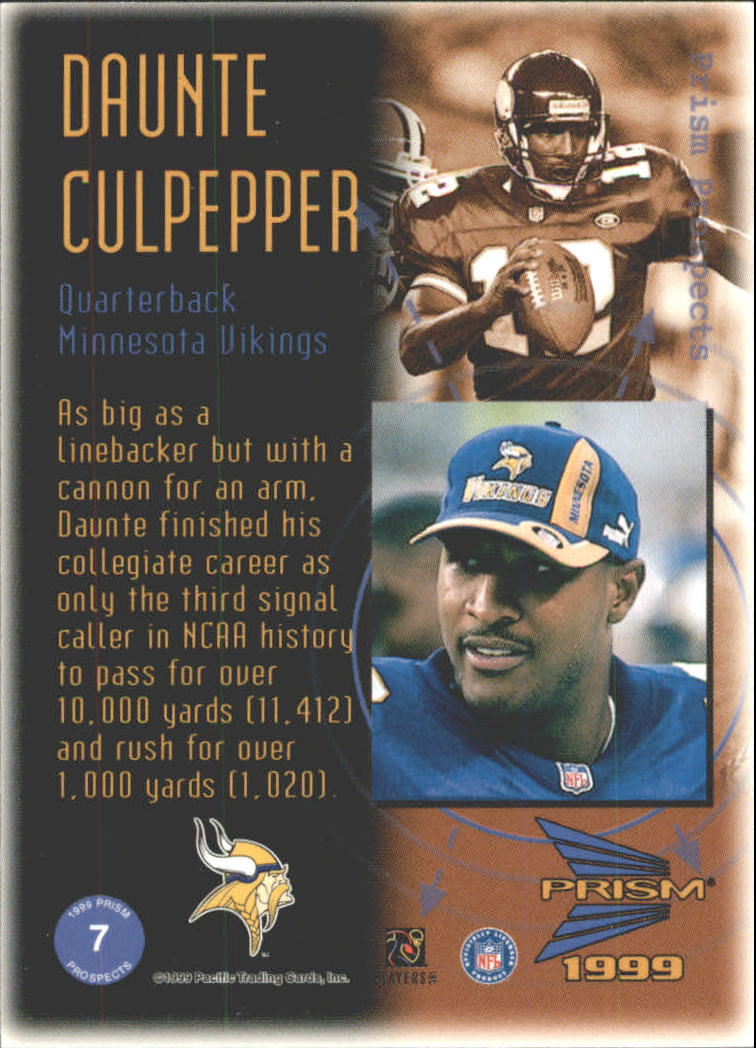 1999 Pacific Prisms Prospects #7 Daunte Culpepper back image