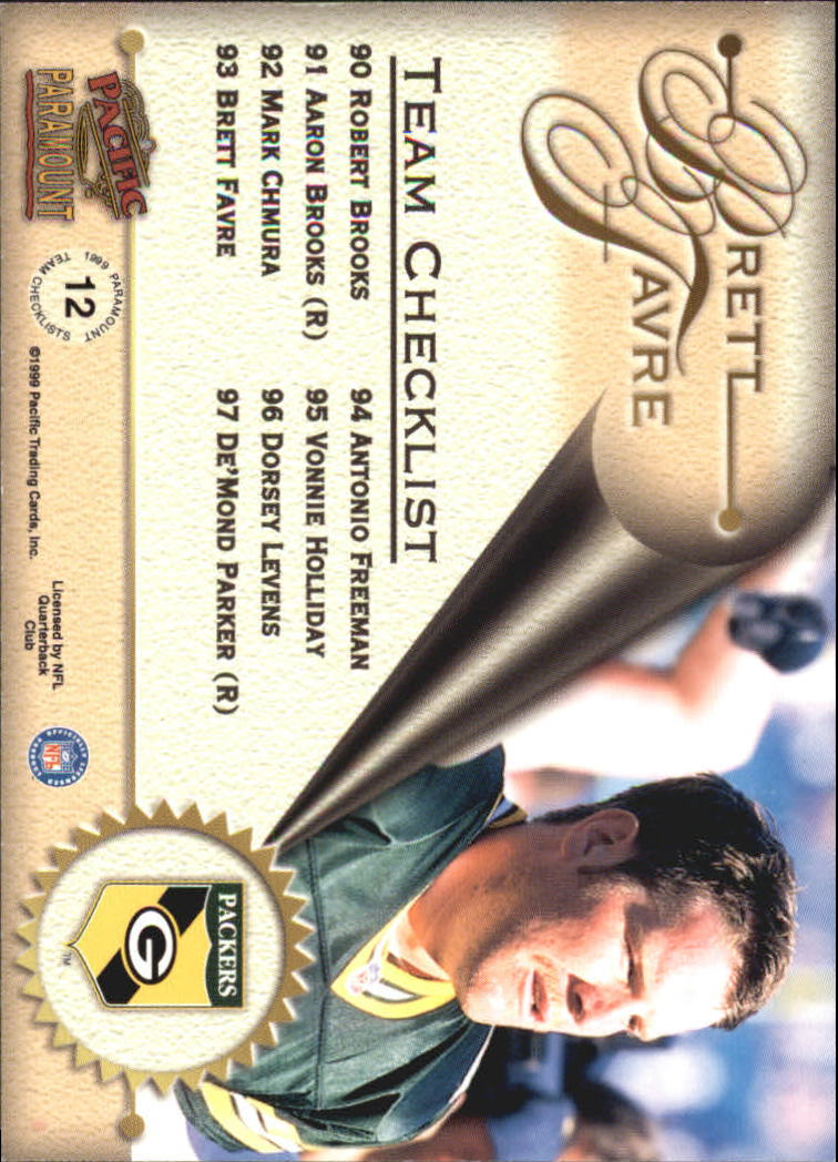 1999 Paramount Team Checklists #12 Brett Favre back image