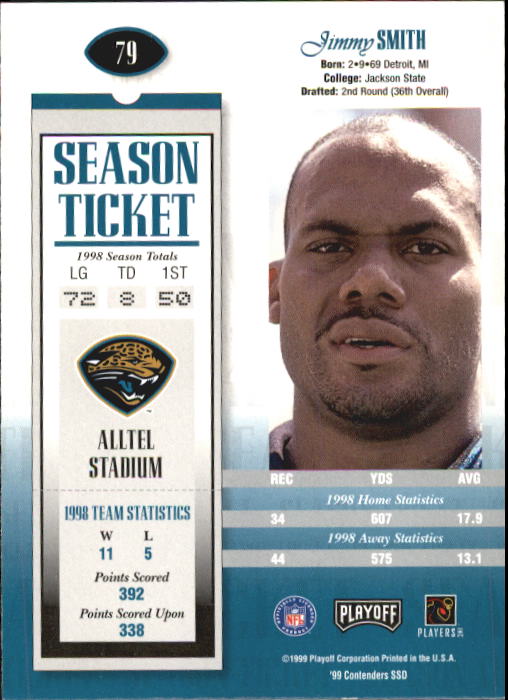 1999 Playoff Contenders SSD #79 Jimmy Smith back image