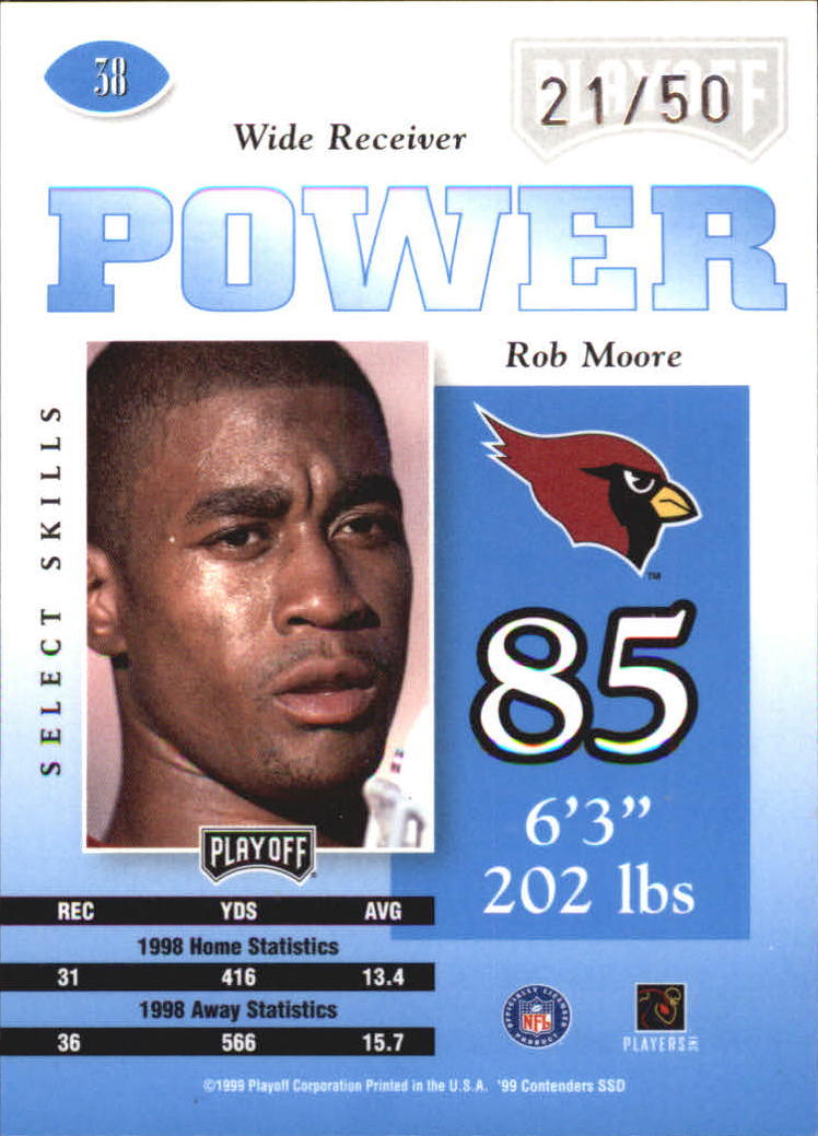 1999 Playoff Contenders SSD Power Blue #38 Rob Moore back image
