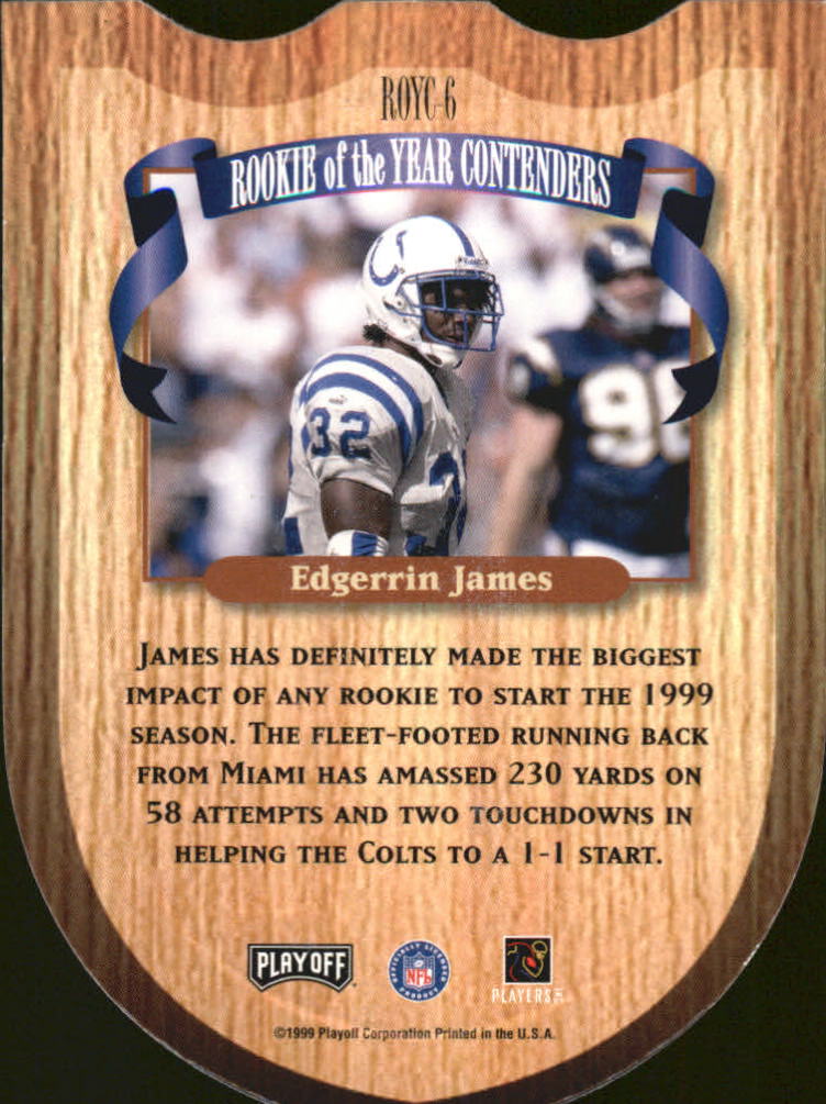 1999 Playoff Contenders SSD ROY Contenders #6 Edgerrin James back image