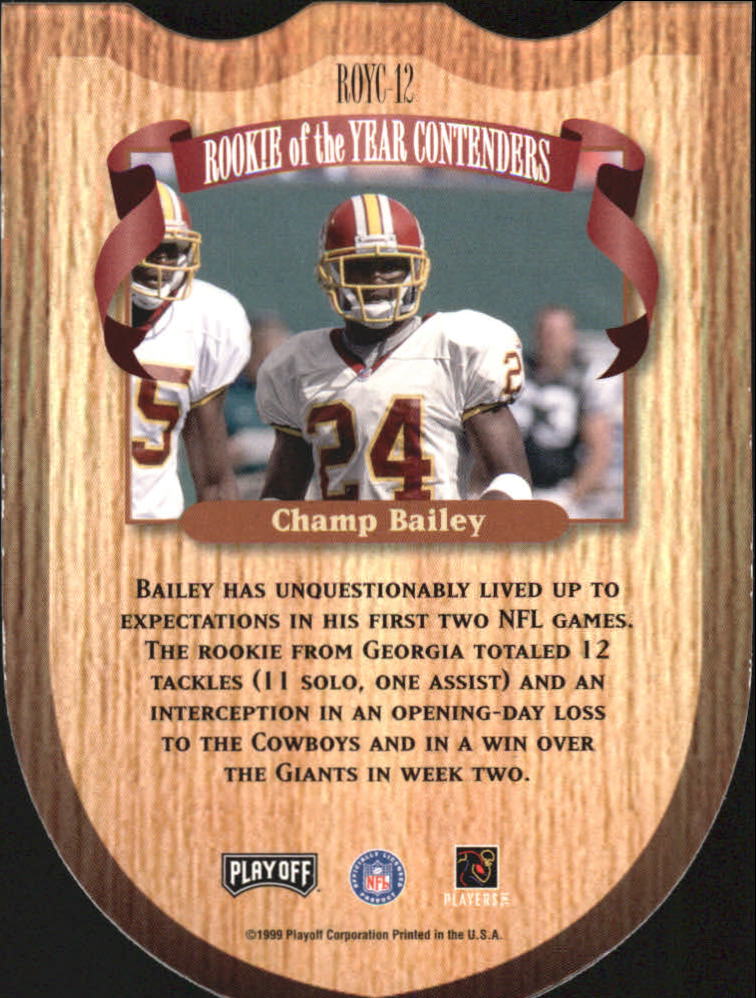 1999 Playoff Contenders SSD ROY Contenders #12 Champ Bailey back image