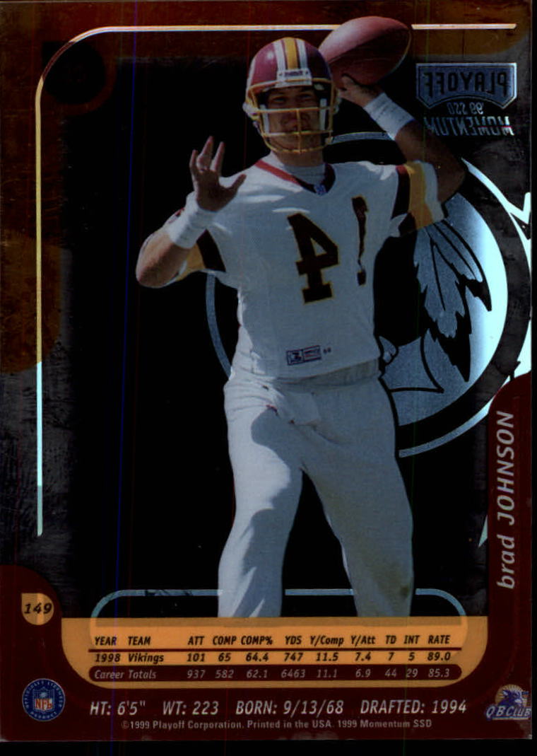 1999 Playoff Momentum SSD #149 Brad Johnson back image