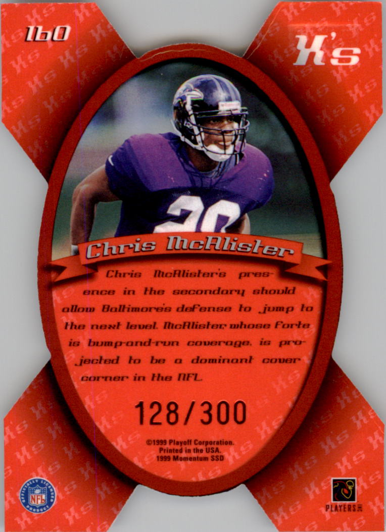 1999 Playoff Momentum SSD X's #160 Chris McAlister back image