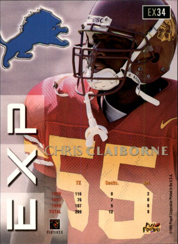 1999 Playoff Prestige EXP #34 Chris Claiborne RC back image