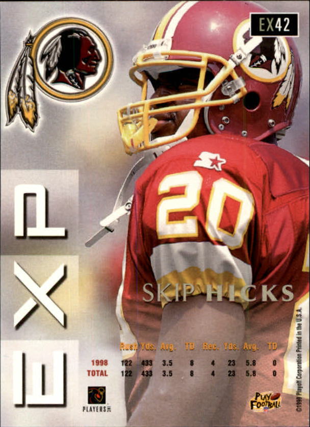 1999 Playoff Prestige EXP #42 Skip Hicks RP back image