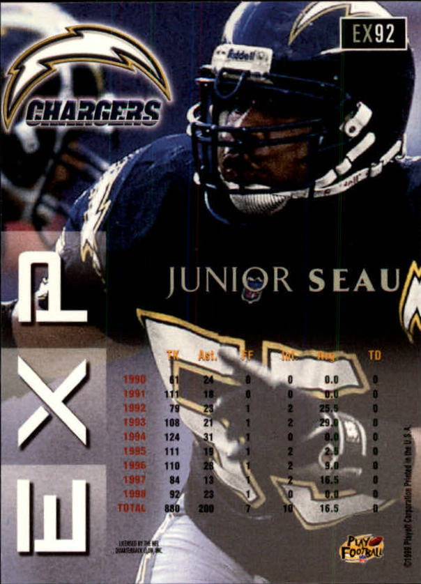 1999 Playoff Prestige EXP #92 Junior Seau back image