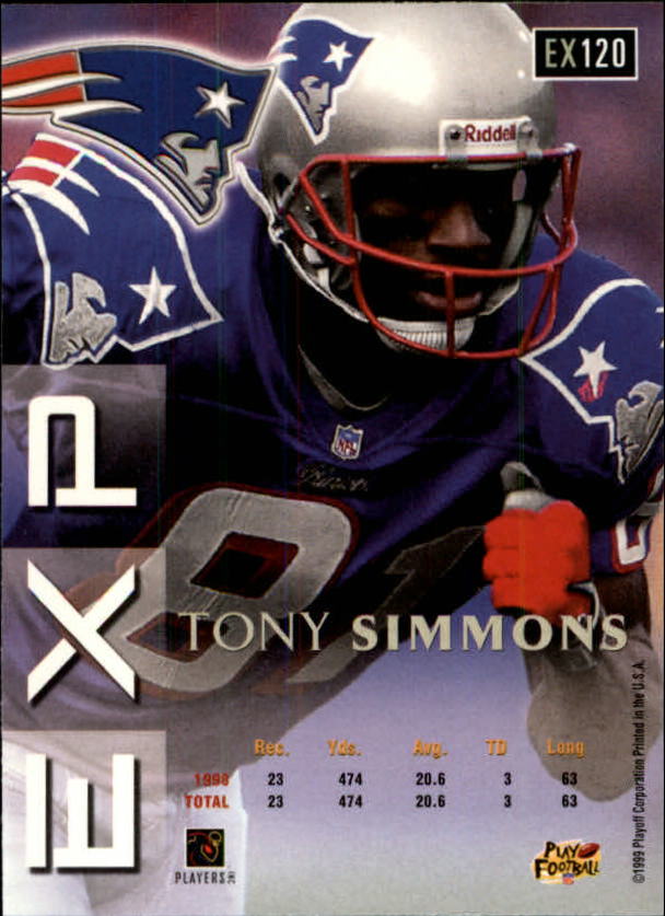 1999 Playoff Prestige EXP #120 Tony Simmons back image