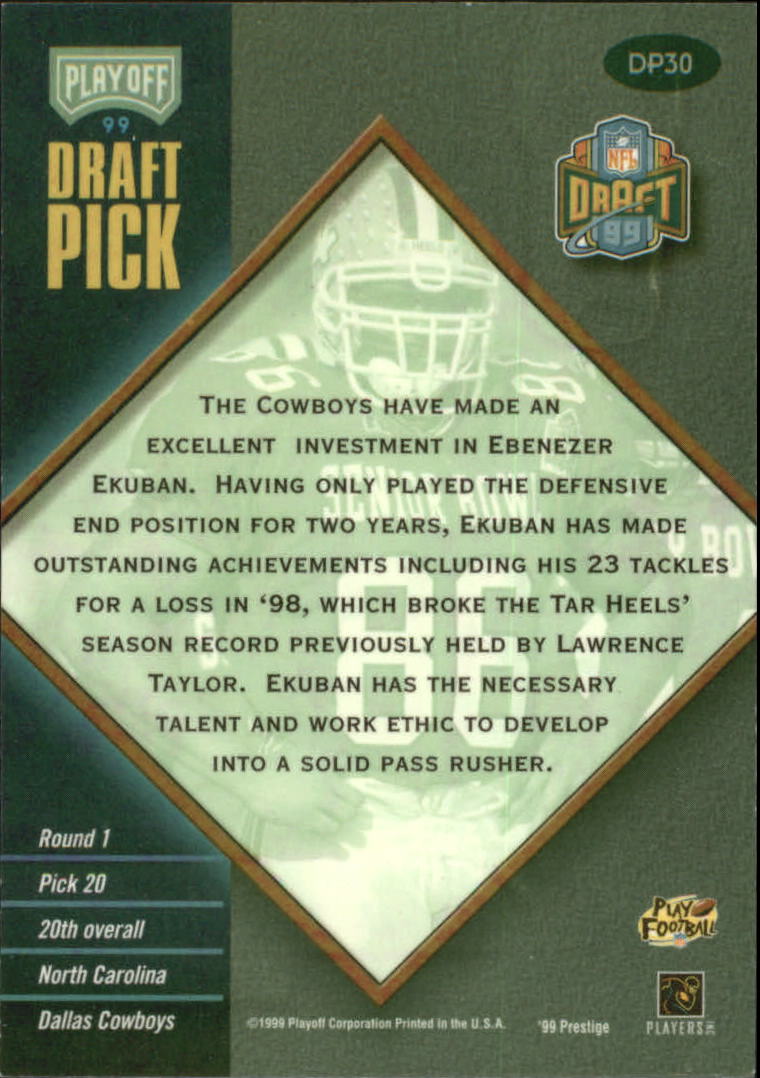 1999 Playoff Prestige EXP Draft Picks #DP30 Ebenezer Ekuban back image