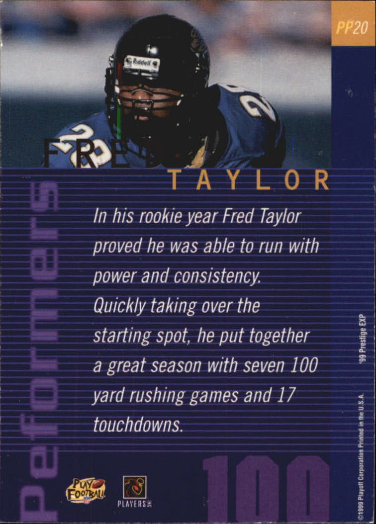1999 Playoff Prestige EXP Performers #PP20 Fred Taylor back image