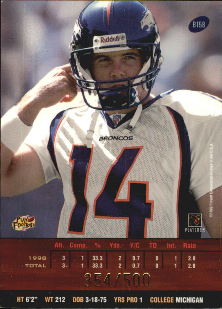 1999 Playoff Prestige SSD Spectrum Gold #158 Brian Griese RP back image