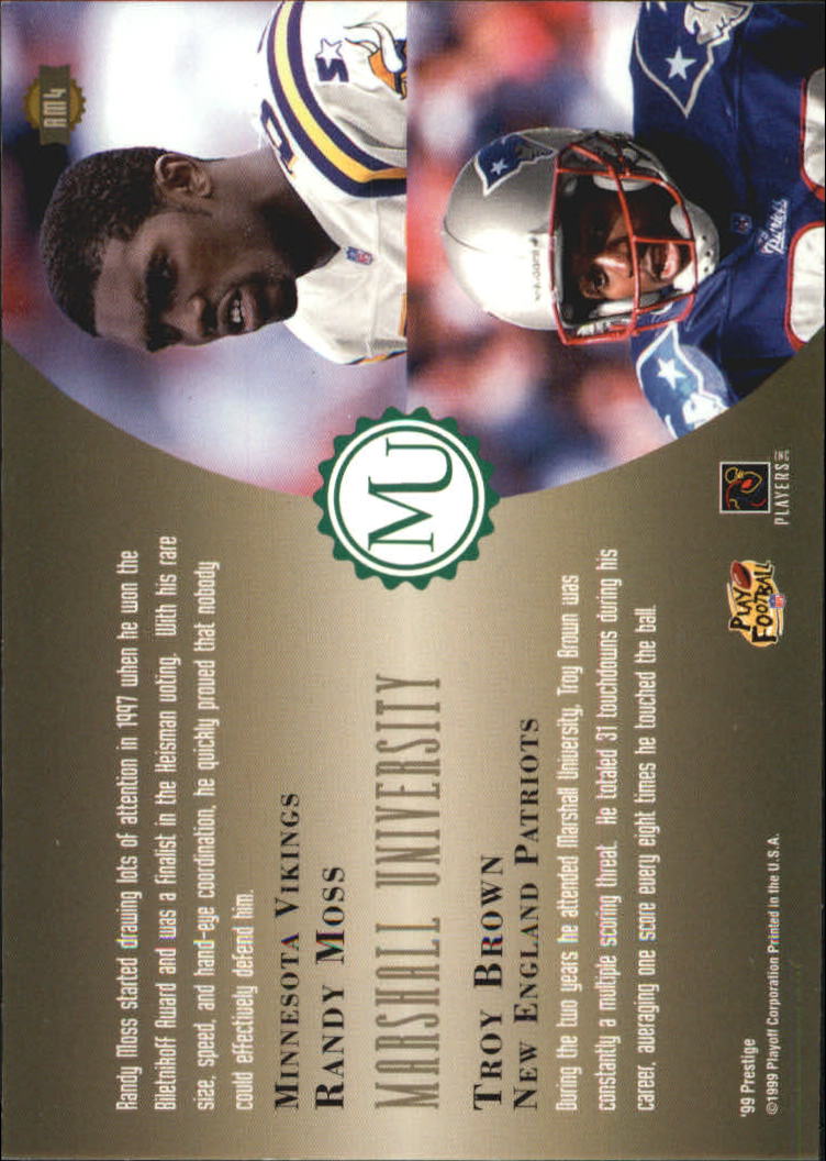 1999 Playoff Prestige SSD Alma Maters #AM4 R.Moss/T.Brown back image