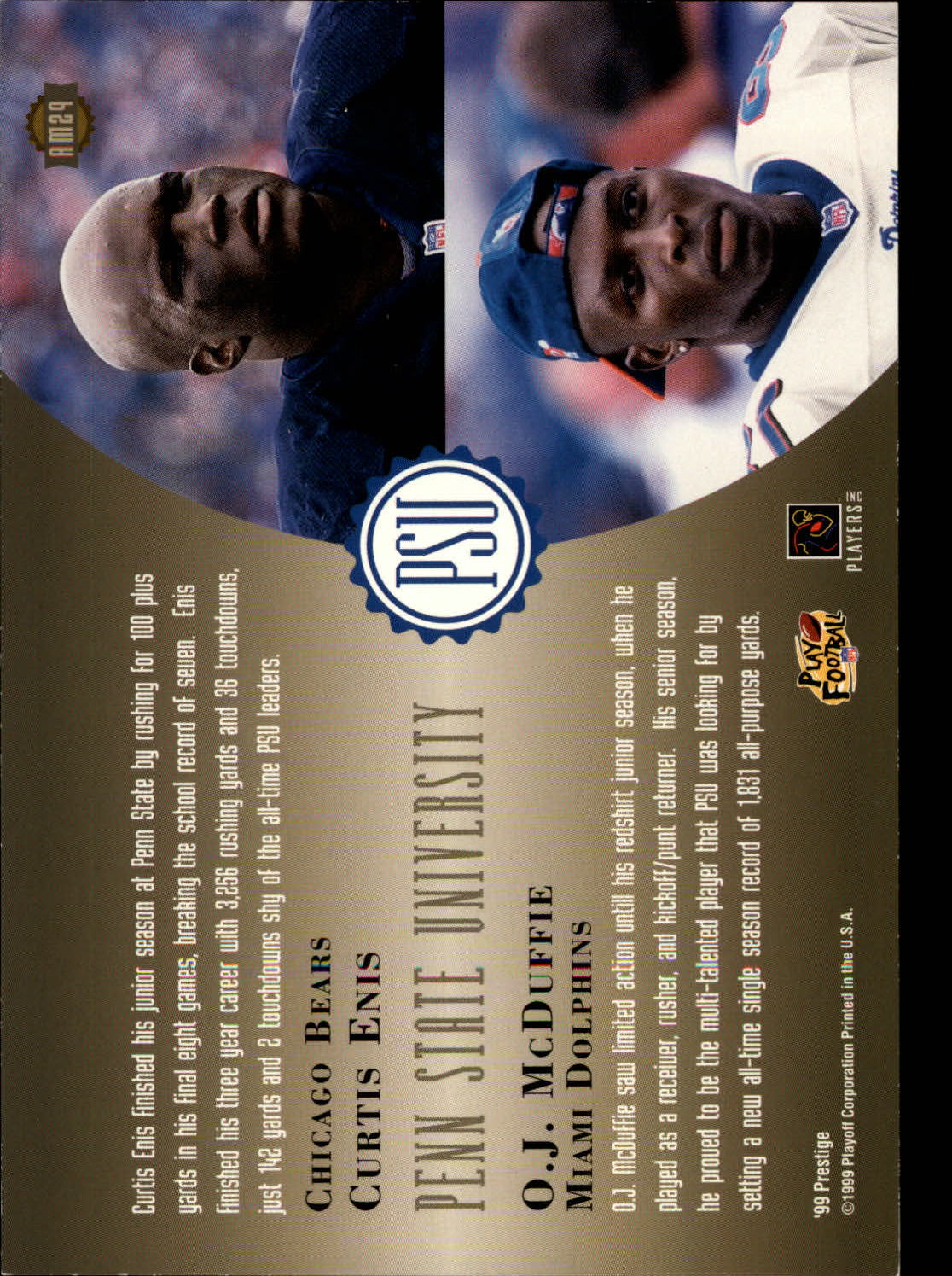 1999 Playoff Prestige SSD Alma Maters Jumbos #AM29 C.Enis/O.J. McDuffie back image
