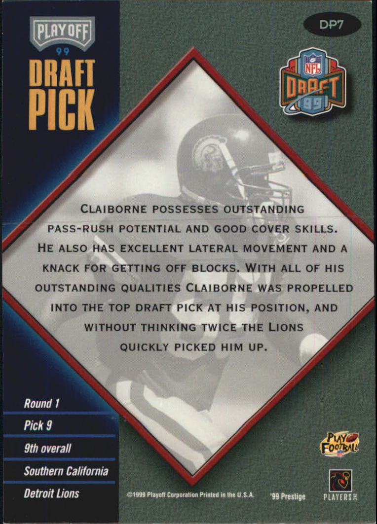 1999 Playoff Prestige SSD Draft Picks #DP7 Chris Claiborne back image
