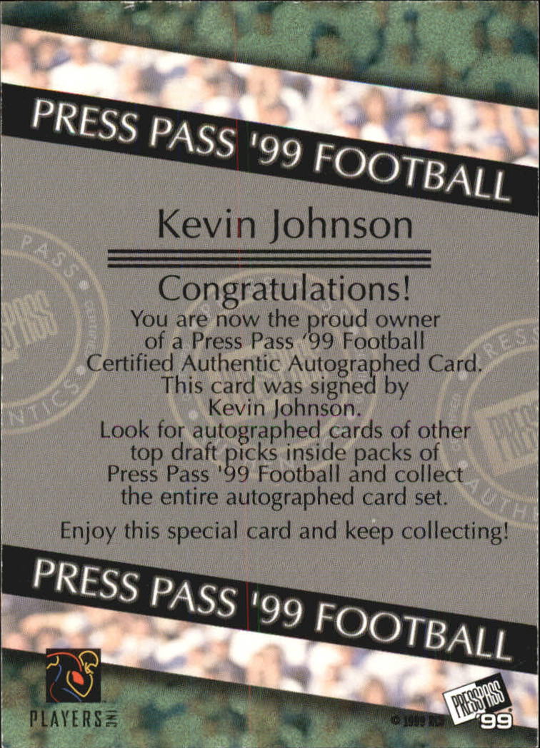 1999 Press Pass Autographs #28 Kevin Johnson back image