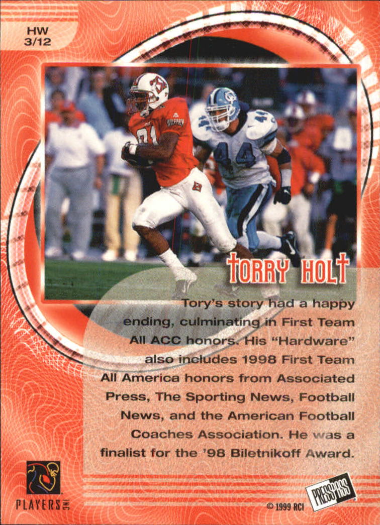 1999 Press Pass Hardware #H3 Torry Holt back image