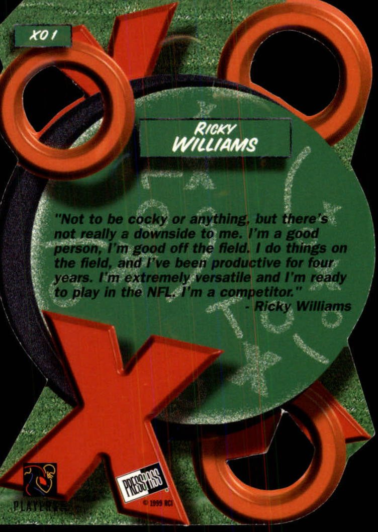 1999 Press Pass X's and O's #XO1 Ricky Williams back image
