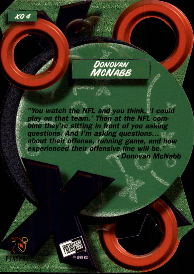 1999 Press Pass X's and O's #XO4 Donovan McNabb back image
