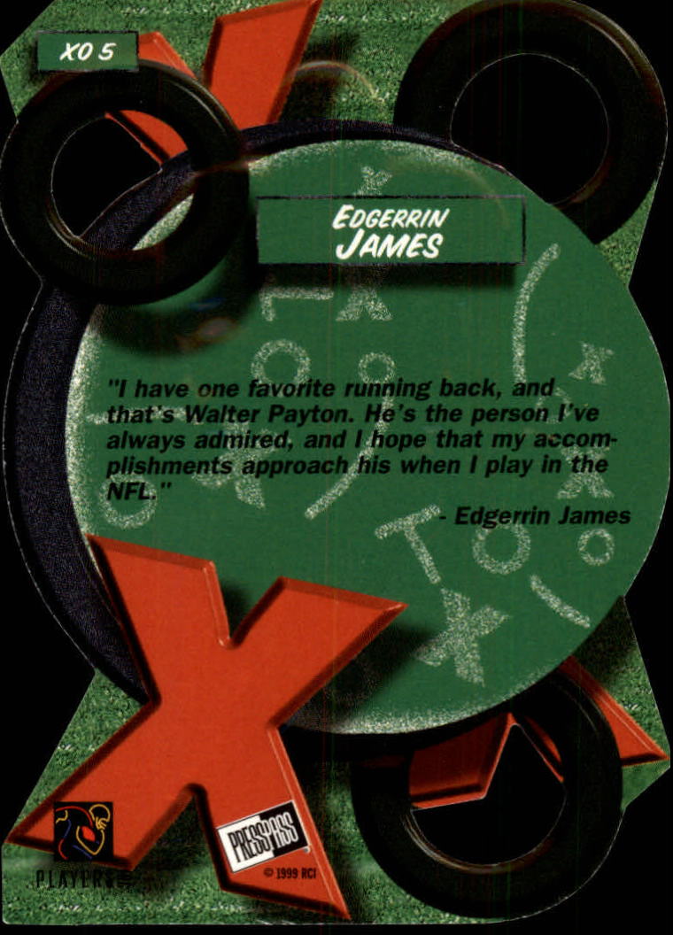 1999 Press Pass X's and O's #XO5 Edgerrin James back image