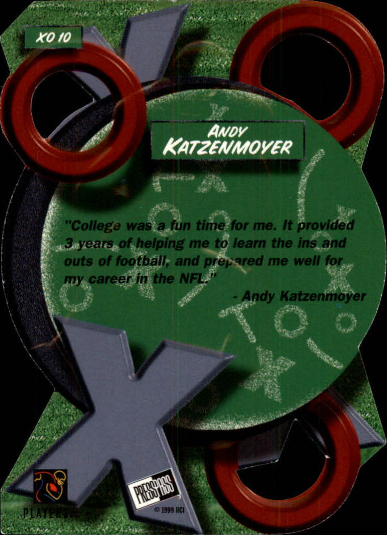 1999 Press Pass X's and O's #XO10 Andy Katzenmoyer back image