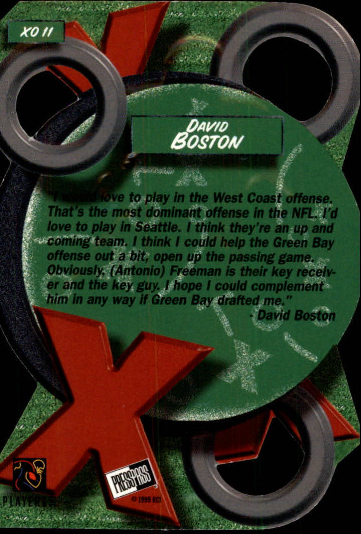 1999 Press Pass X's and O's #XO11 David Boston back image