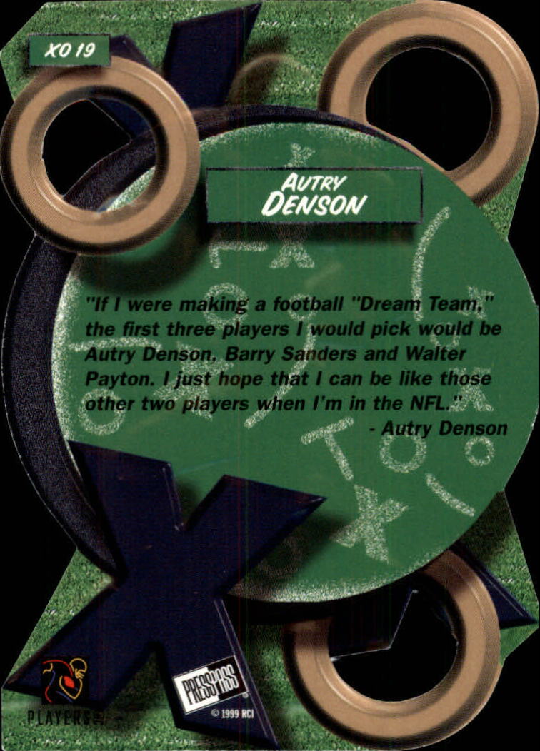 1999 Press Pass X's and O's #XO19 Autry Denson back image
